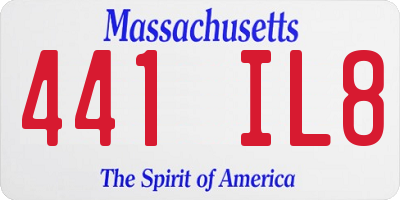 MA license plate 441IL8