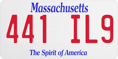 MA license plate 441IL9