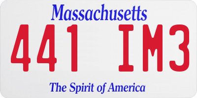 MA license plate 441IM3