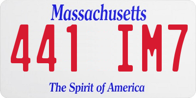 MA license plate 441IM7