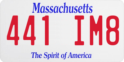 MA license plate 441IM8