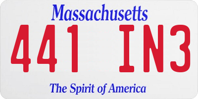 MA license plate 441IN3