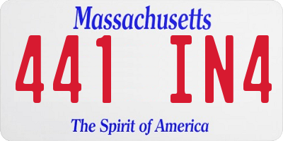 MA license plate 441IN4