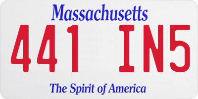 MA license plate 441IN5