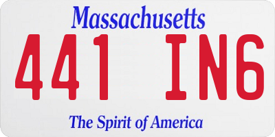 MA license plate 441IN6