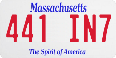 MA license plate 441IN7