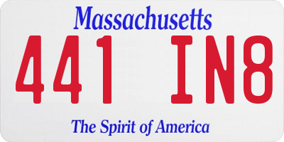 MA license plate 441IN8