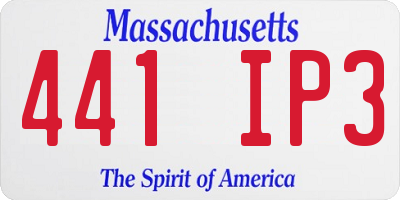 MA license plate 441IP3