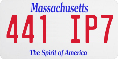 MA license plate 441IP7