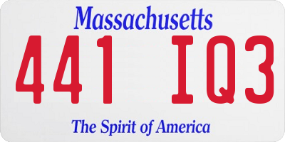 MA license plate 441IQ3