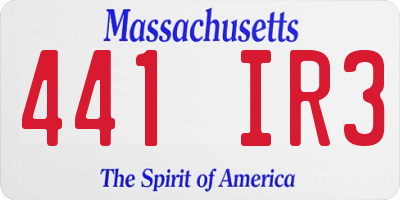 MA license plate 441IR3