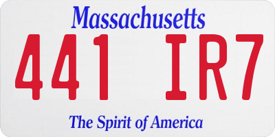 MA license plate 441IR7