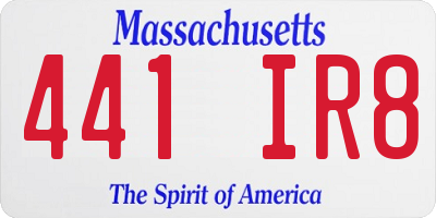 MA license plate 441IR8