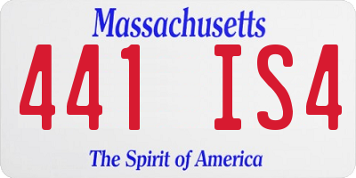 MA license plate 441IS4
