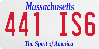 MA license plate 441IS6