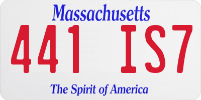 MA license plate 441IS7