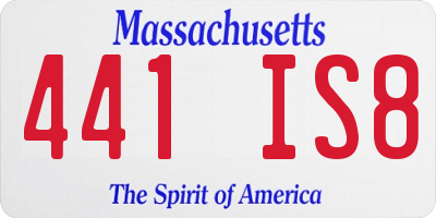 MA license plate 441IS8
