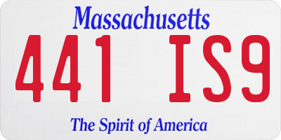 MA license plate 441IS9