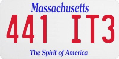 MA license plate 441IT3