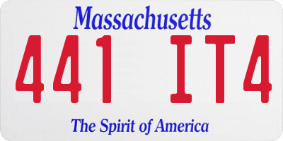 MA license plate 441IT4
