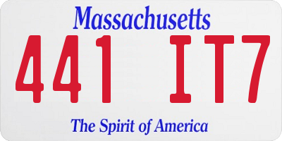MA license plate 441IT7