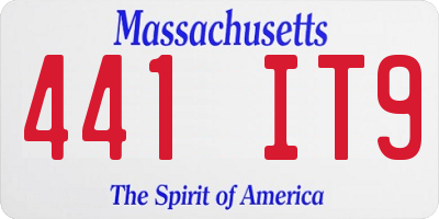 MA license plate 441IT9