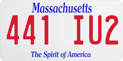 MA license plate 441IU2