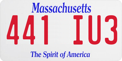 MA license plate 441IU3