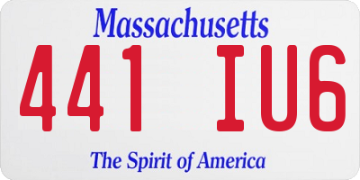 MA license plate 441IU6