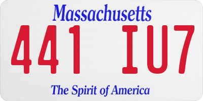 MA license plate 441IU7