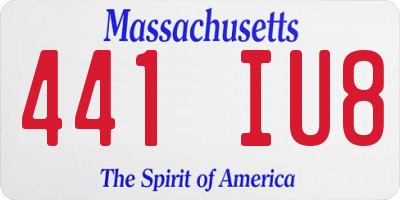 MA license plate 441IU8