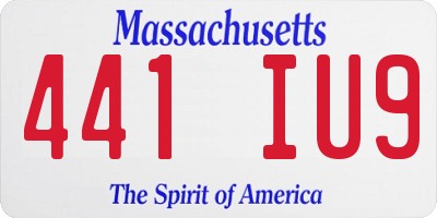 MA license plate 441IU9
