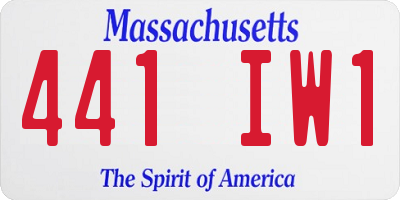 MA license plate 441IW1