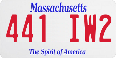 MA license plate 441IW2