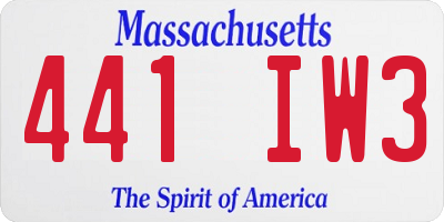 MA license plate 441IW3
