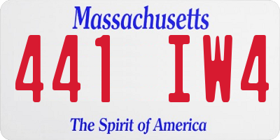 MA license plate 441IW4