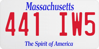 MA license plate 441IW5