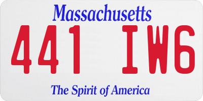 MA license plate 441IW6