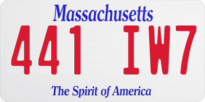 MA license plate 441IW7
