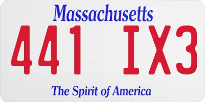 MA license plate 441IX3