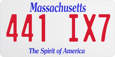 MA license plate 441IX7