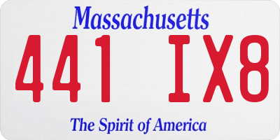 MA license plate 441IX8