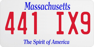MA license plate 441IX9