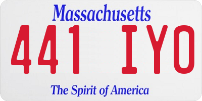 MA license plate 441IY0