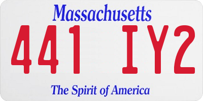 MA license plate 441IY2