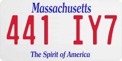 MA license plate 441IY7