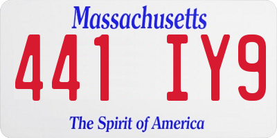 MA license plate 441IY9