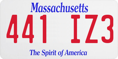 MA license plate 441IZ3