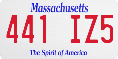 MA license plate 441IZ5