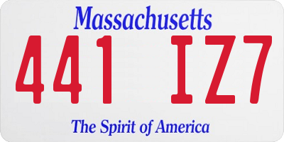 MA license plate 441IZ7